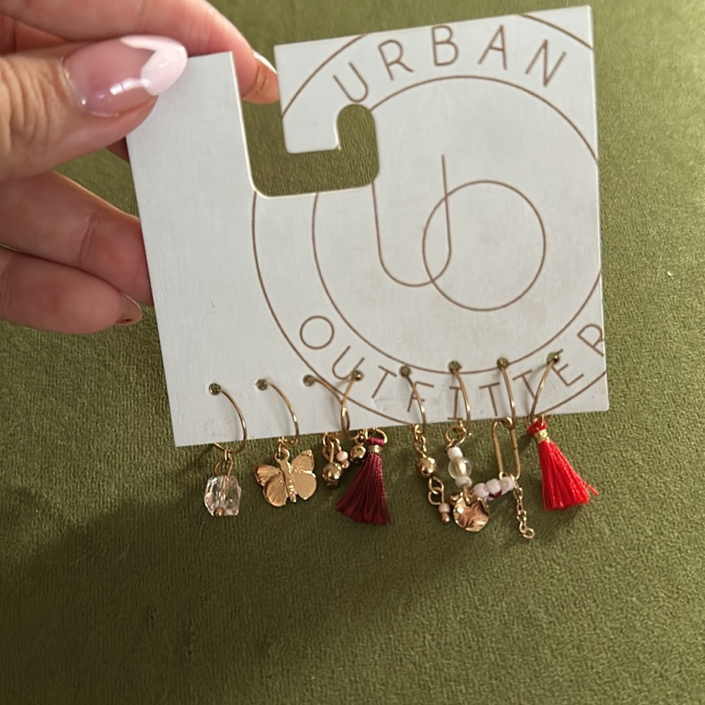 Urban Outfitters Allegra Charm Hoops Gold UO NEW